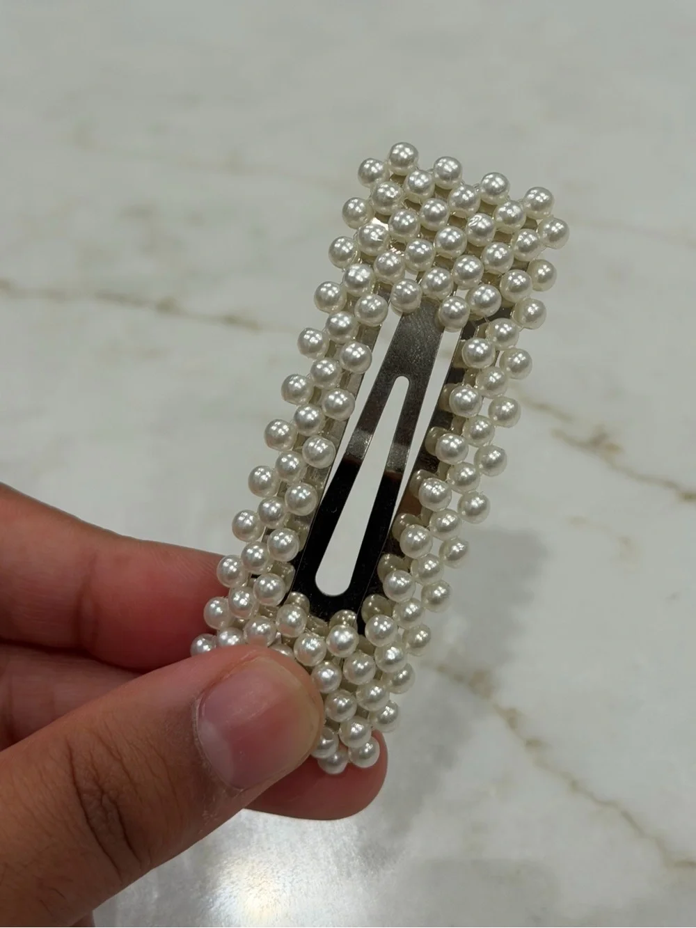 Large Pearl Beaded Rectangle Hair Clip Chic Statement Barrette